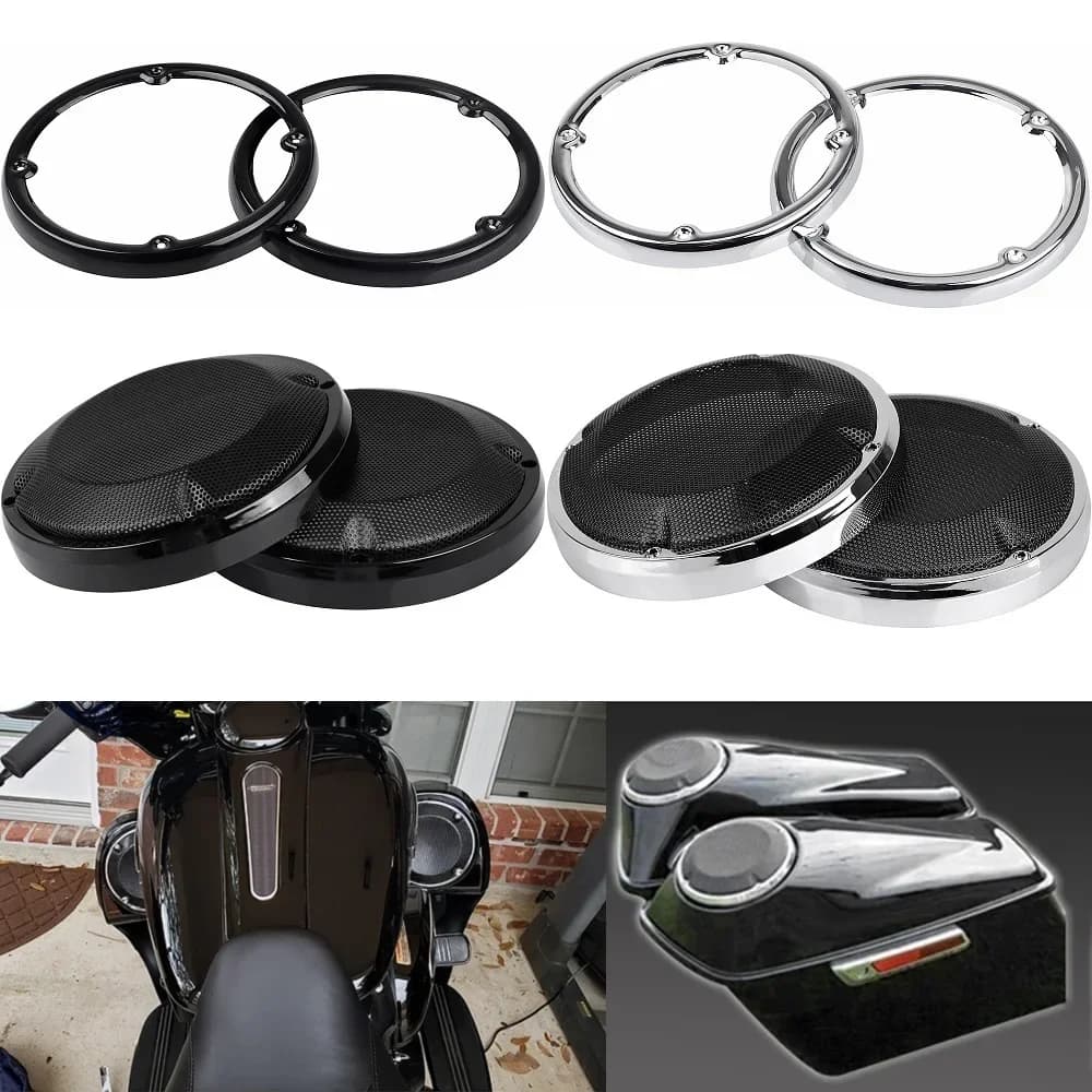 Moto 6.5 "Duro Bisaccia Coperchio Anello Corno Inferiore Ventilato Carenatura Altoparlante Box Suono Pod Griglia di Copertura Per Harley Touring 1983-up