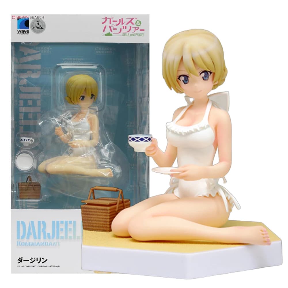 9CM Anime Girls und Panzer Darjeeling Figure Beach Queens 1/10 Swimsuit Scene Model Toy Doll Action Figure PVC Gift