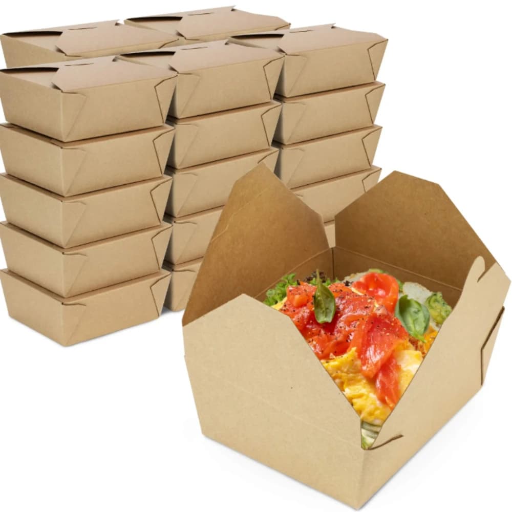 Scatole per imballaggio alimentare monouso multiple in carta Kraft, a prova di perdite, adatte per ristoranti, servizi di ristorazione e feste.