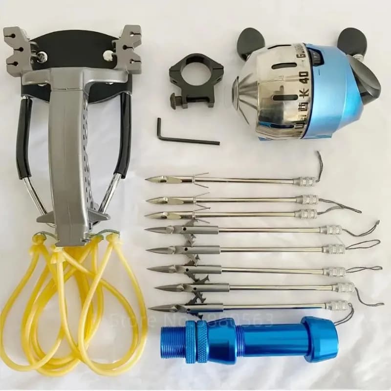 Potente tiro con l'arco Fionda da pesca Kit fionda da pesca Pesce da caccia con mulinello da pesca Tiro al bersaglio per adulti Fionda da pesca Catapulta
