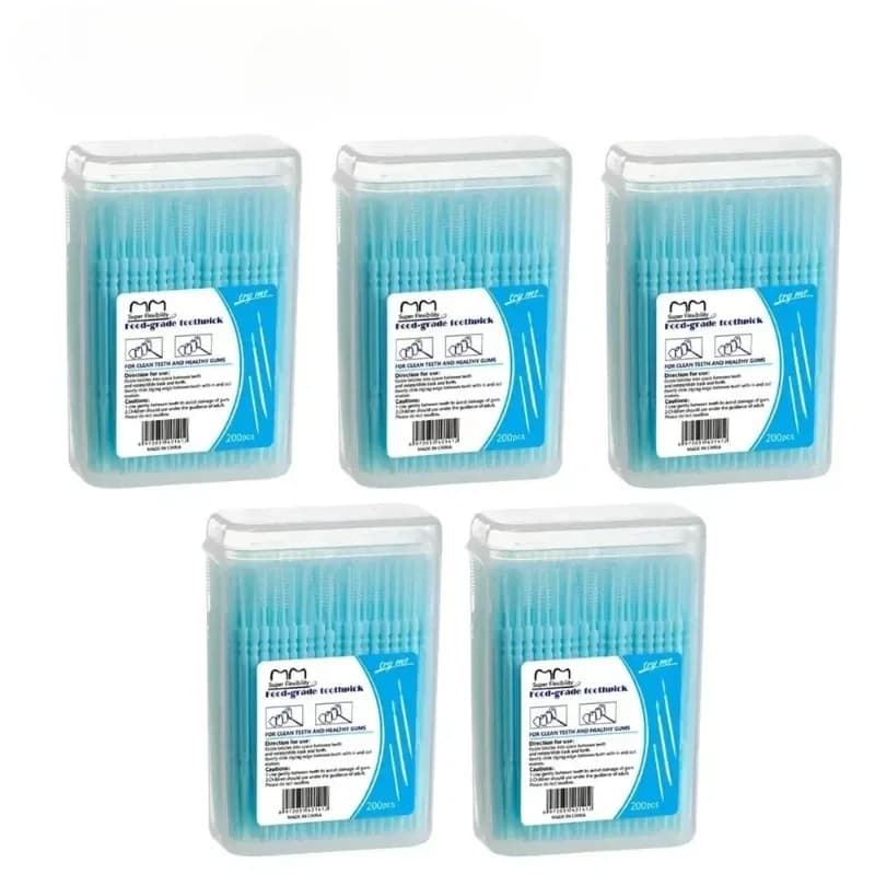 200 pcs/box Double Head Disposable Interdent Brushes, Oral Hygiene Toothbrush, Mouth Cleaning