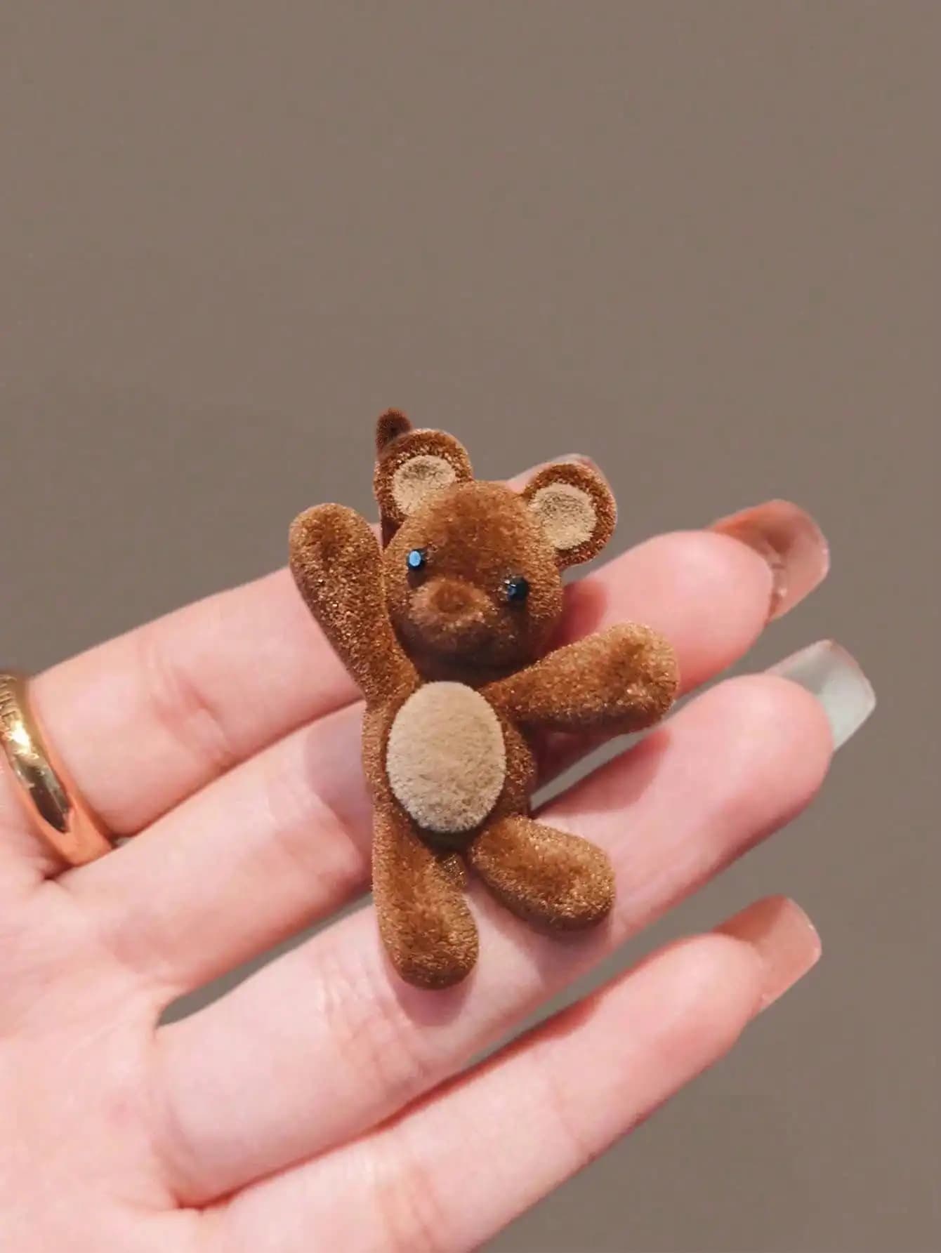 Graziosa Molletta per Capelli a Forma di Orso in Velluto per Donne, Accessorio per Capelli con Clip Laterale