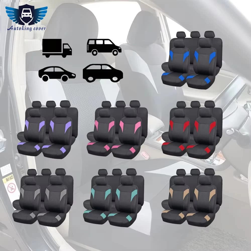 Complete set of car seat covers in jacquard and polyester fiber, universal size, suitable for most SUV trucks for cars with comfortable foam padding