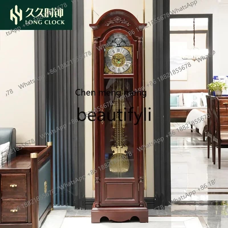 2003 Nuovo orologio da pavimento cinese Pendolo da soggiorno Macchinari tedeschi Helmler Orologio grande in legno massello americano