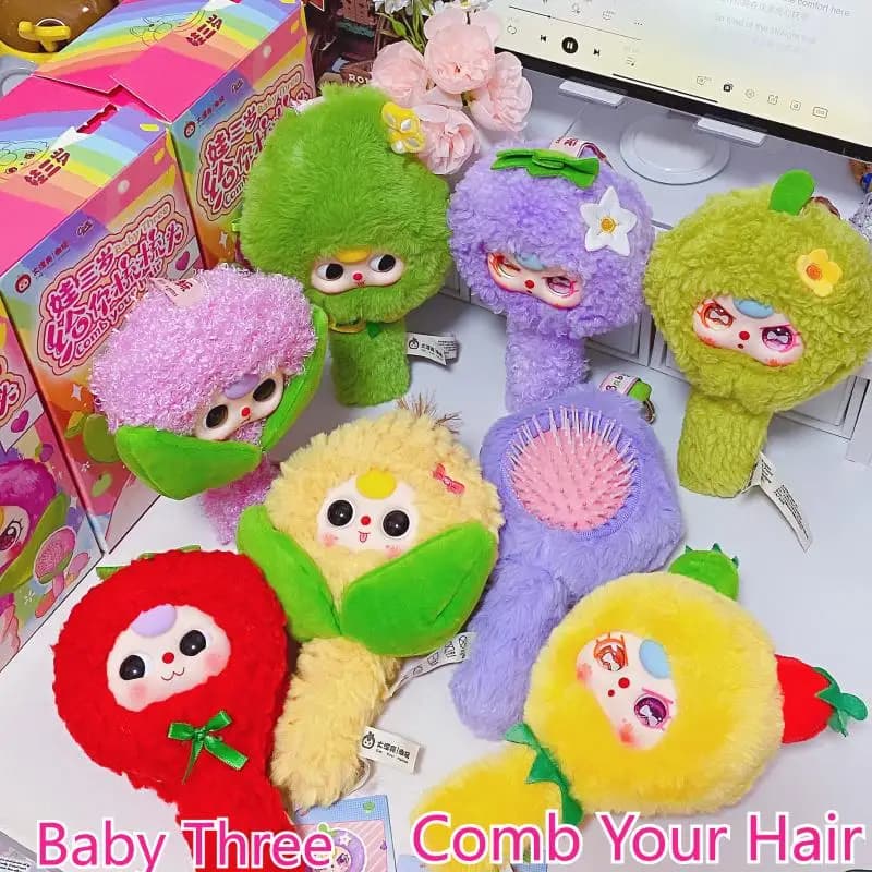 Disponibile Baby Three Let Me Comb Your Hair Series Scatola cieca in peluche Simpatico pettine per frutta Bambola Design creativo Giocattoli alla moda Regalo per ragazza