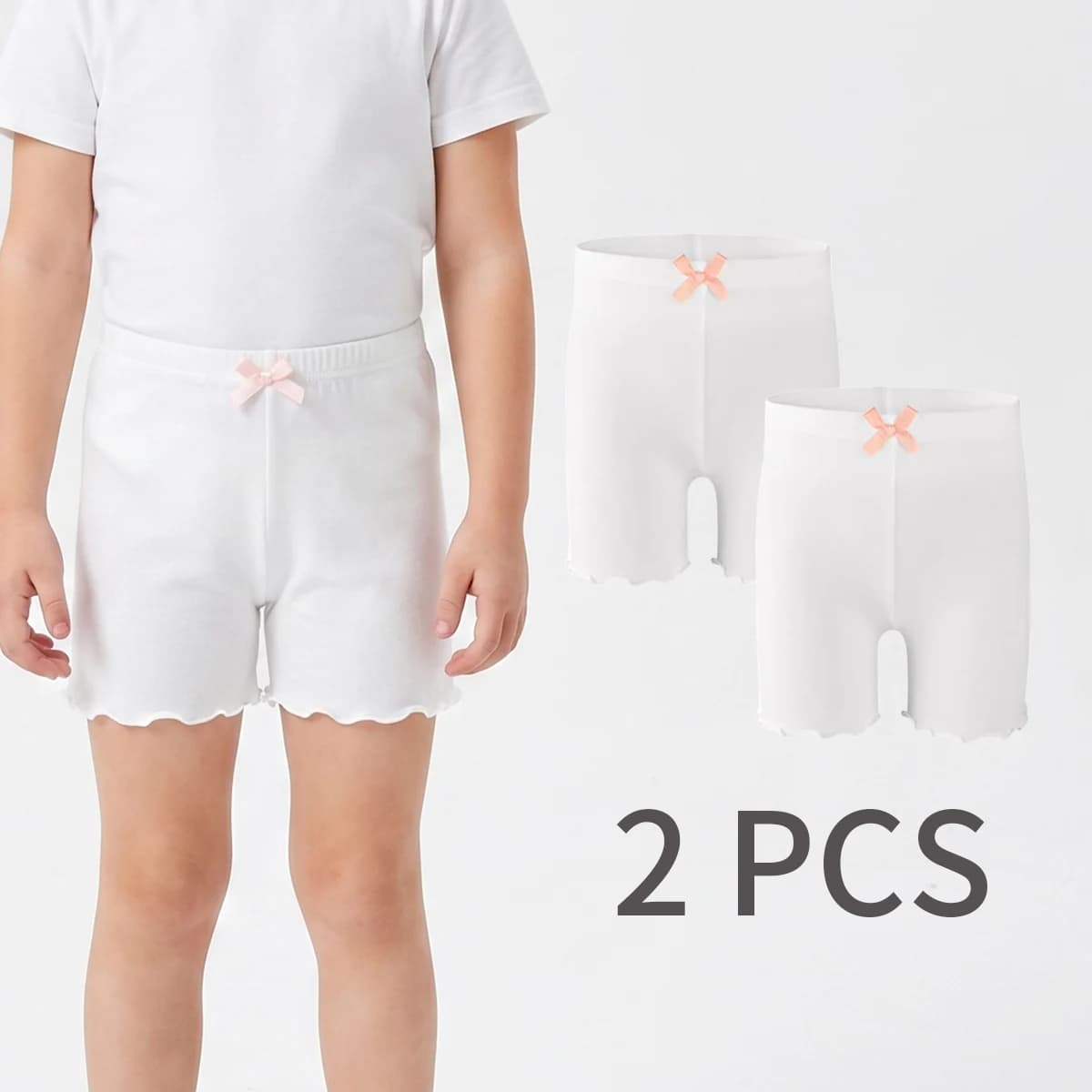 2 PCS Kids Tights Simple Solid Color Leggings Girls' Safety Shorts , Lightweight and Comfortable, Suitable for Kids and Babies'