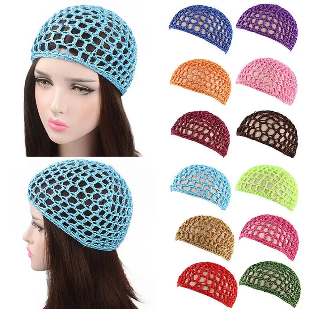 Turbanti Multicolore Fatti a Mano all'Uncinetto per la Notte, Cappello a Rete per Dormire, Rete per Capelli, Snood, Cappello a Rete