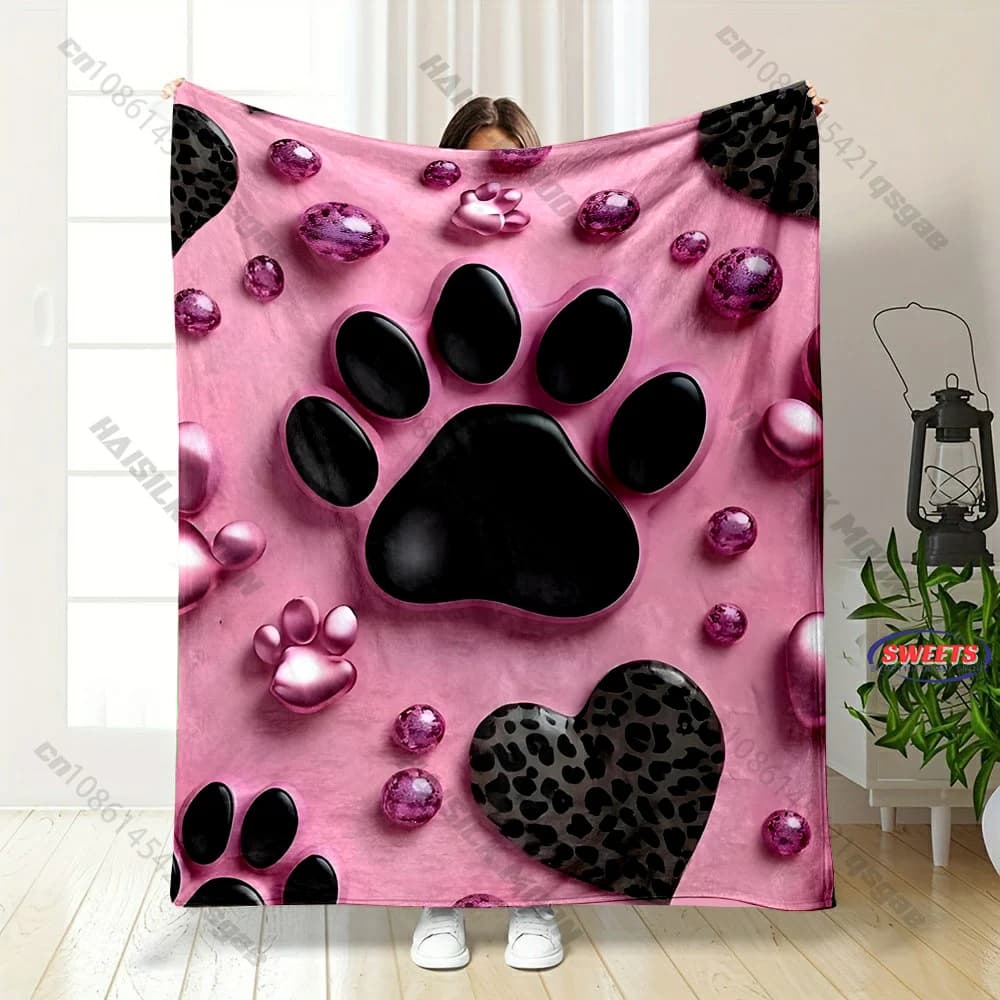 Coperta con stampa a tema zampa di gatto 3D per ragazzi e ragazze, coperta morbida e accogliente per divano letto di casa, regali di compleanno per le vacanze di Natale per la famiglia
