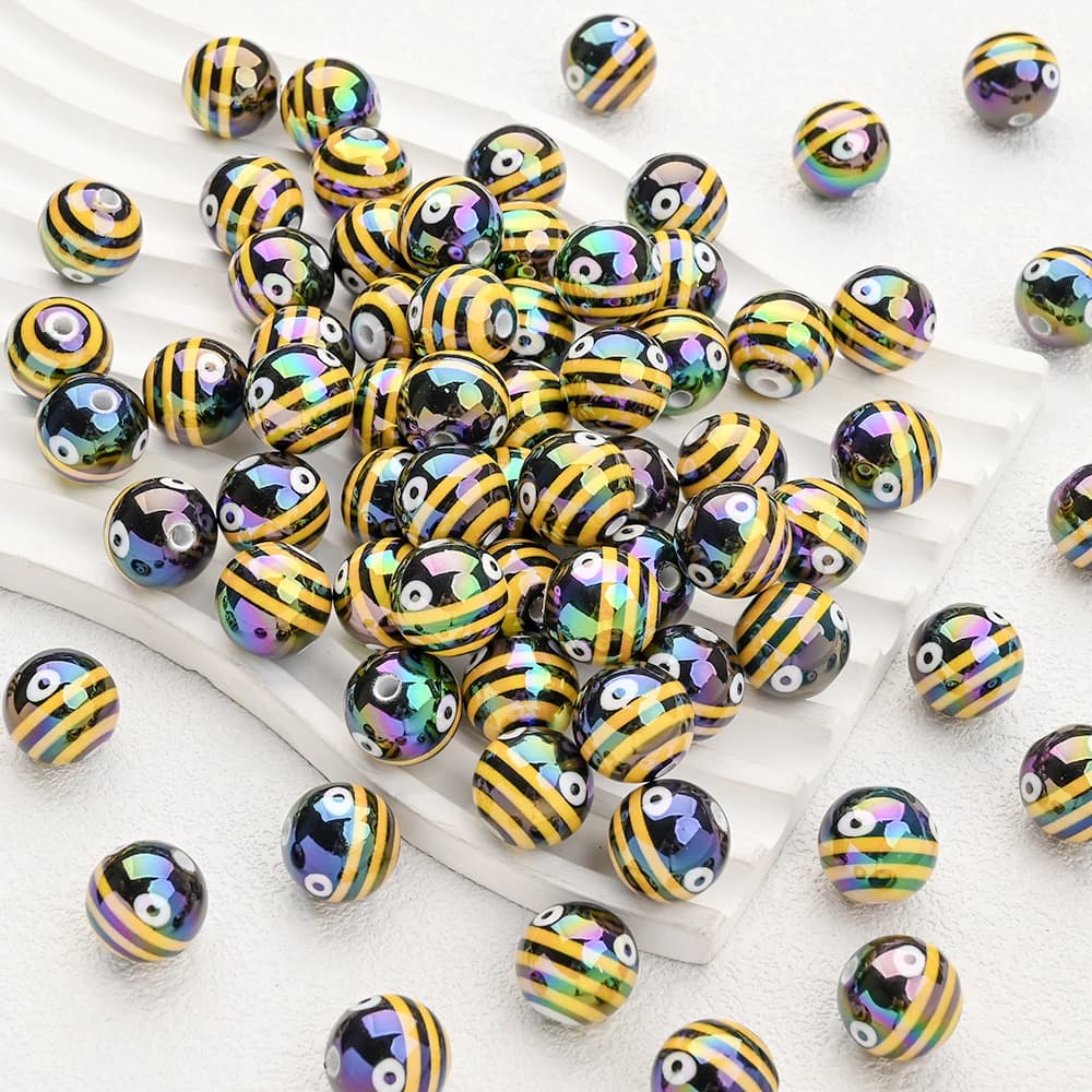 10Pcs 16mm Acrylic Round Beads Color Printed Loose Bead For Baby Teething Necklace Accessories DIY Baby Pacifier Chain