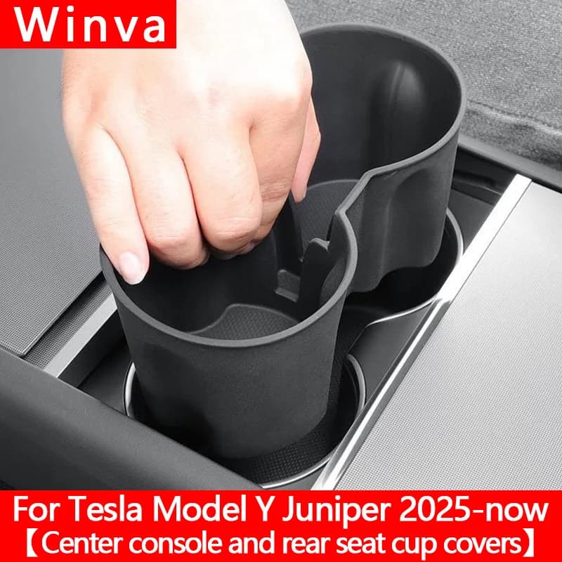 For Tesla Model Y Juniper 2025 Interior accessories Silicone bottle holder with central control Beverages for rear front seats