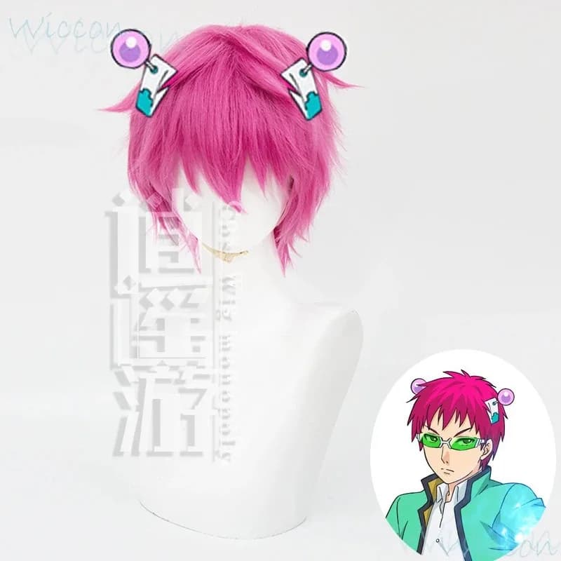 Anime Kusuo Psychics Cosplay La Disastrosa Vita di Saiki Cos Prop Parrucca Rosa Auricolare Occhiali Verdi Gioco di Ruolo Halloween Partys;3,k8
