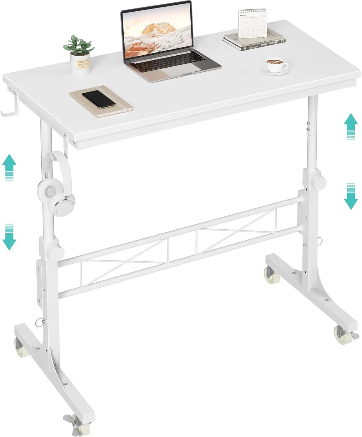 Scrivania Regolabile in Altezza da 32 Pollici con Ruote, Tapis Roulant Portatile e Supporto per Laptop per Ufficio Domestico
