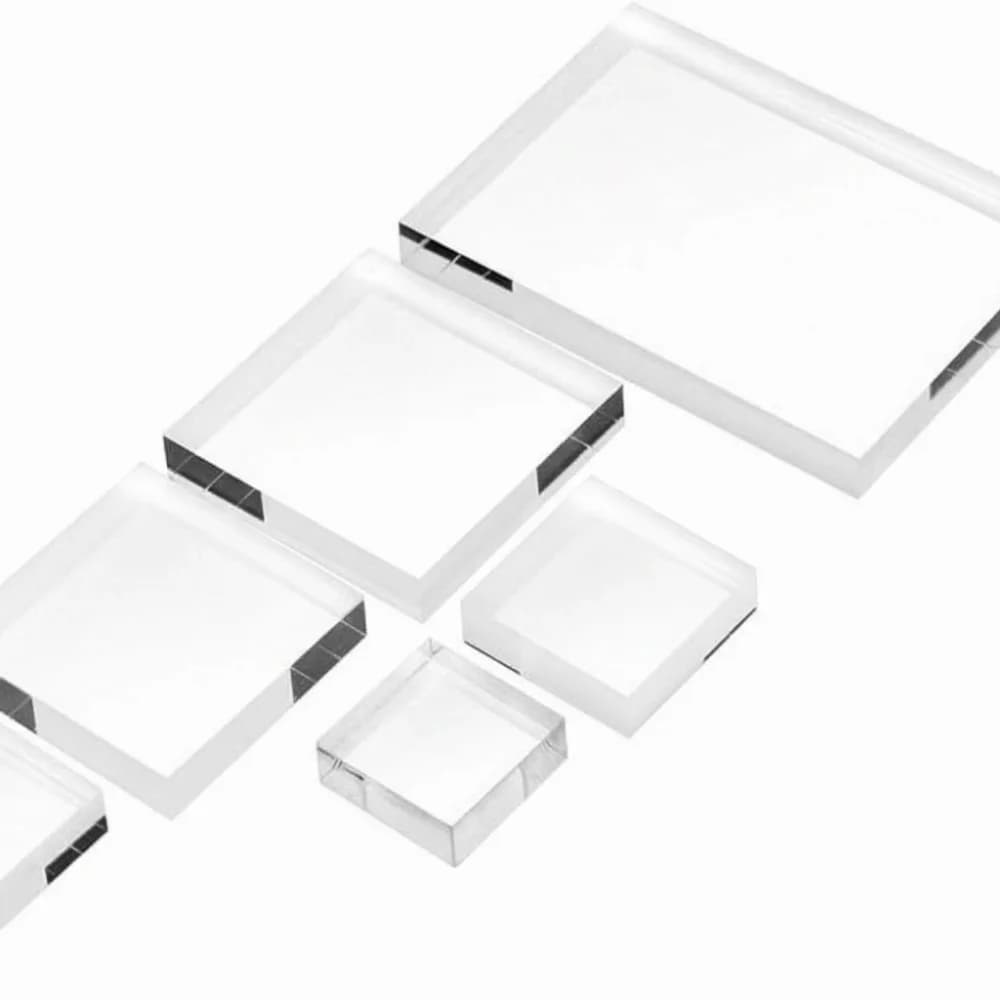 Set di 6 blocchi per timbri in acrilico ad alta trasparenza con linee a griglia, set di blocchi per timbri antiscivolo, quadrati, multiuso