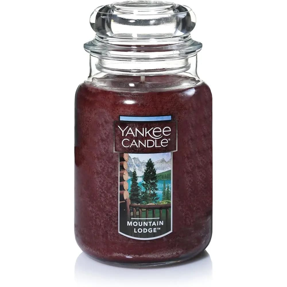 Candela Aromaterapica Profumata Mountain Lodge, Classica in Barattolo Grande da 22oz con Stoppino Singolo, Oltre 110 Ore di Durata, Barattolo Stile Farmacia
