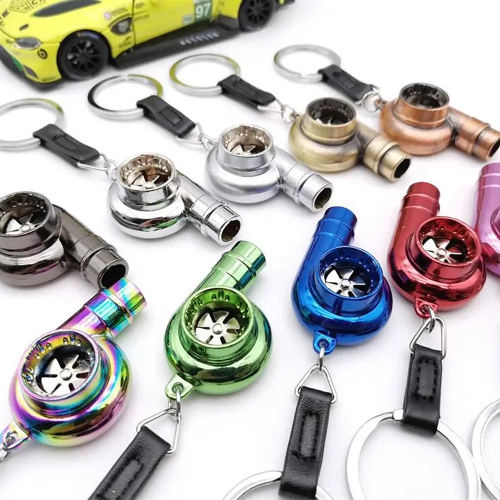 Portachiavi turbo con suono reale Portachiavi turbo in lega di zinco con cuscinetto a manicotto sonoro Fibbia per chiave rotante per accessori auto