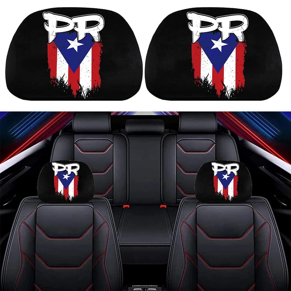 2Pcs Headrest Covers for Puerto Rico PR Flag,Seat Cover Accessories Car Headrest Protector Universal Fit to All Car/Truck Models