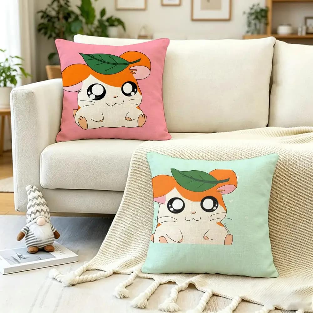 Fodera per cuscino Anime Poster H-HamtaroS, antipolvere, con cerniera invisibile, in morbido peluche, per divano