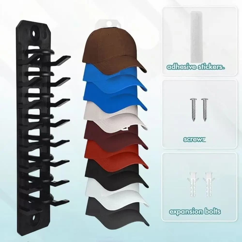 Closet Cap Rack Hat Organizer for Baseball Caps Sundries Storage Space Saving Baseball Caps Organizer Plastic for Door Closet