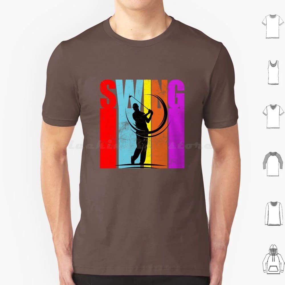 T-shirt per amante del golf dell'oscillazione di un golfista T-shirt di grandi dimensioni 100% cotone A Golfisti Swing Silhouette Artistico Swing Design Golfisti Vibrant