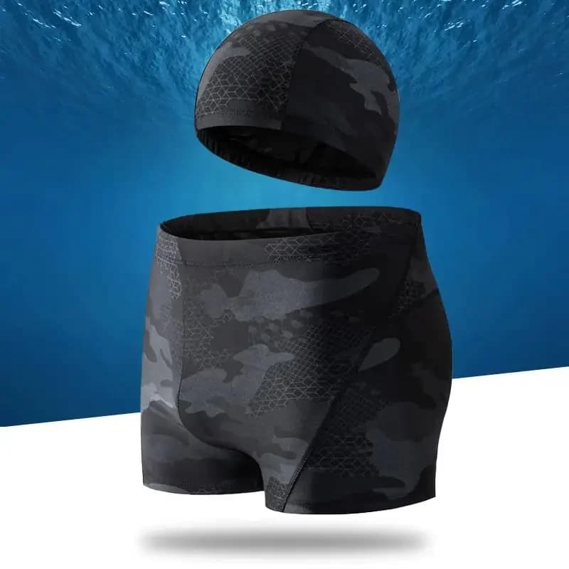 Men's Teenagers Quick Dry 2 pieces Set Swimsuit Pool Swimwear Swimwear Maschile Beach Boxer Swimwear Shorts with Cap/Cappello