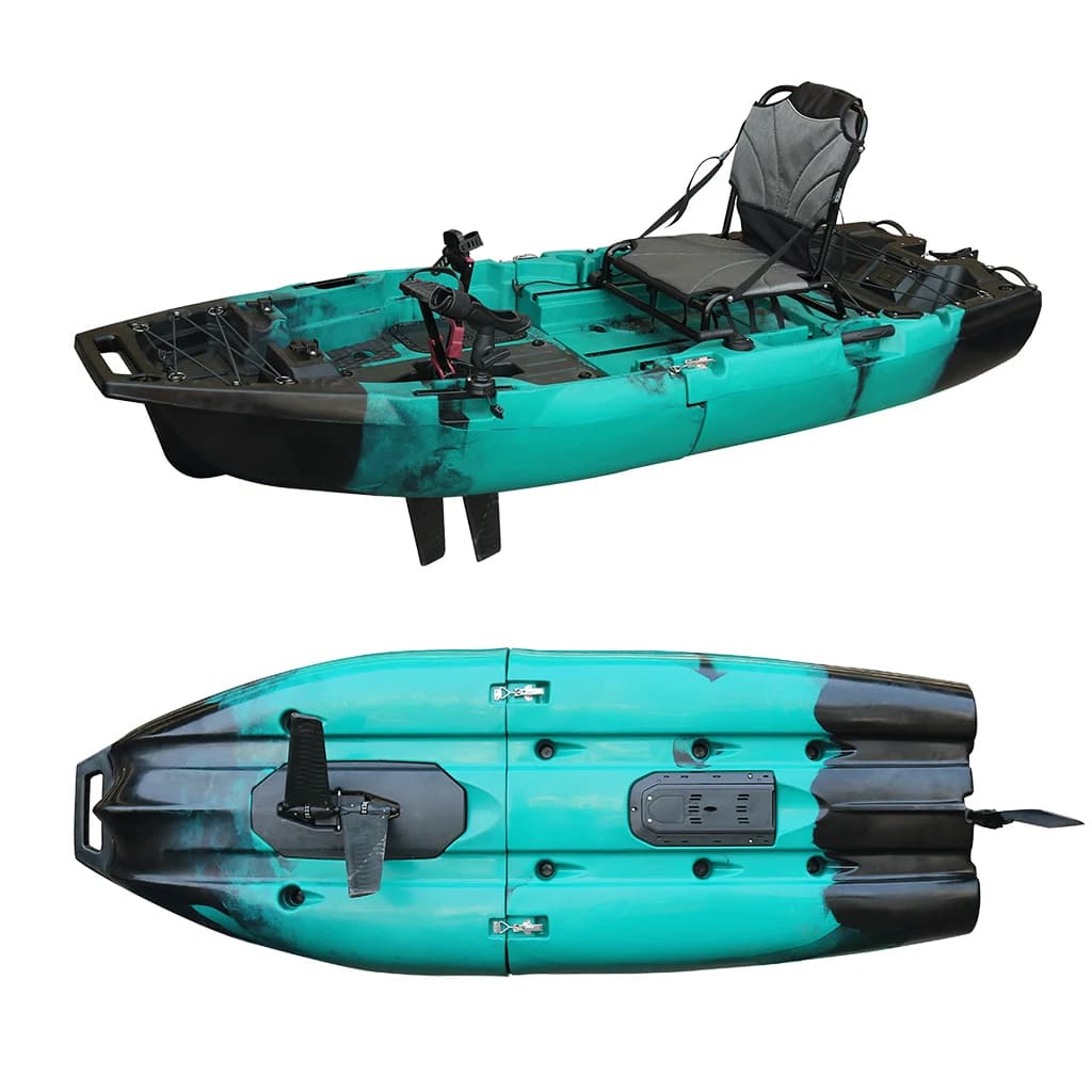 Kayak Modulare Sit-On-Top in HDPE da 2,5 m (8 piedi) per 1 Persona, con Pagaia Pieghevole e Motore Rimovibile, Leggero e Resistente per la Pesca in Fiume