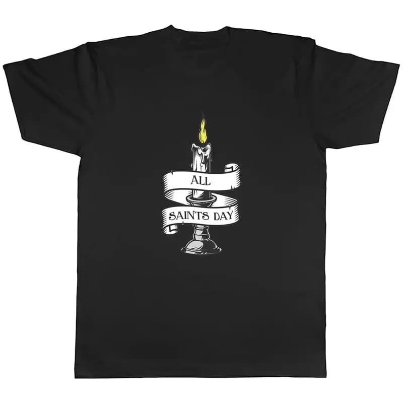 All Saints Day Men's T-shirt Vintage candle holder with Flame Gift shirt
