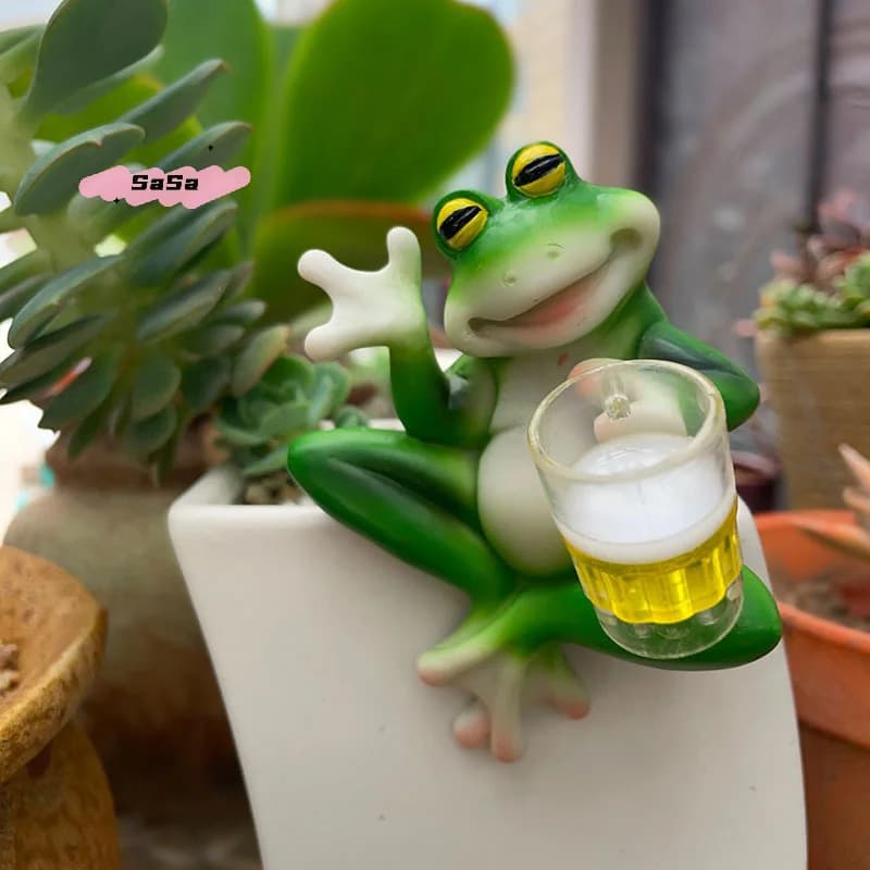 1 piece miniature frog figurine plant clothes hangers decoration outdoor garden statue gifts for women flower pot Hugger