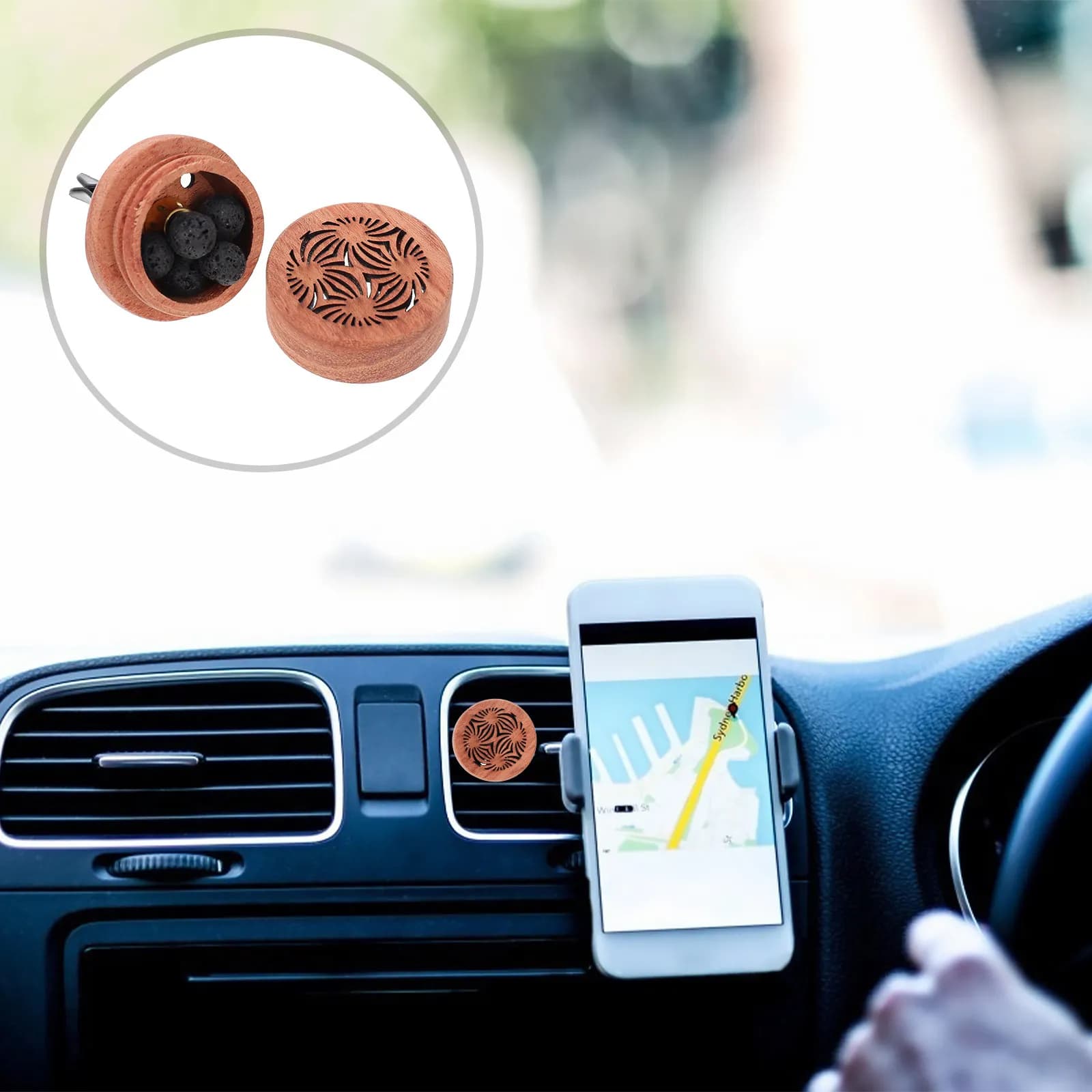1Pcs Wooden Car Aroma Diffuser Premium Rosewood Essential Oil Diffuser for Car Interior Air Freshener Stress Relief Decor