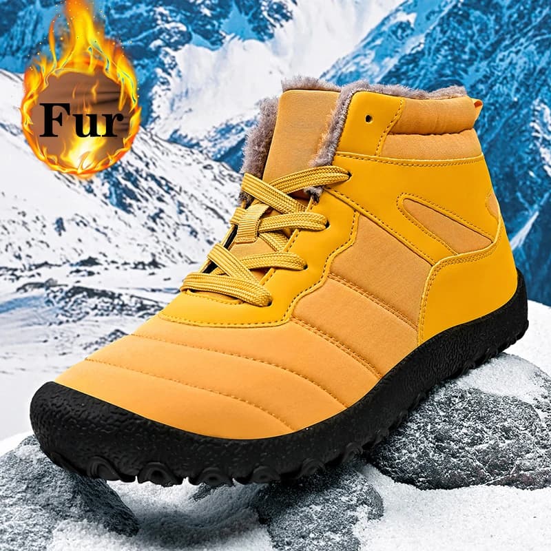 Stivali da neve da uomo Taglia 39 ~ 48 Pelliccia calda Scarpe invernali da uomo Stivaletti lunghi in peluche Scarpe da ginnastica casual da esterno unisex Stivali antiscivolo durevoli