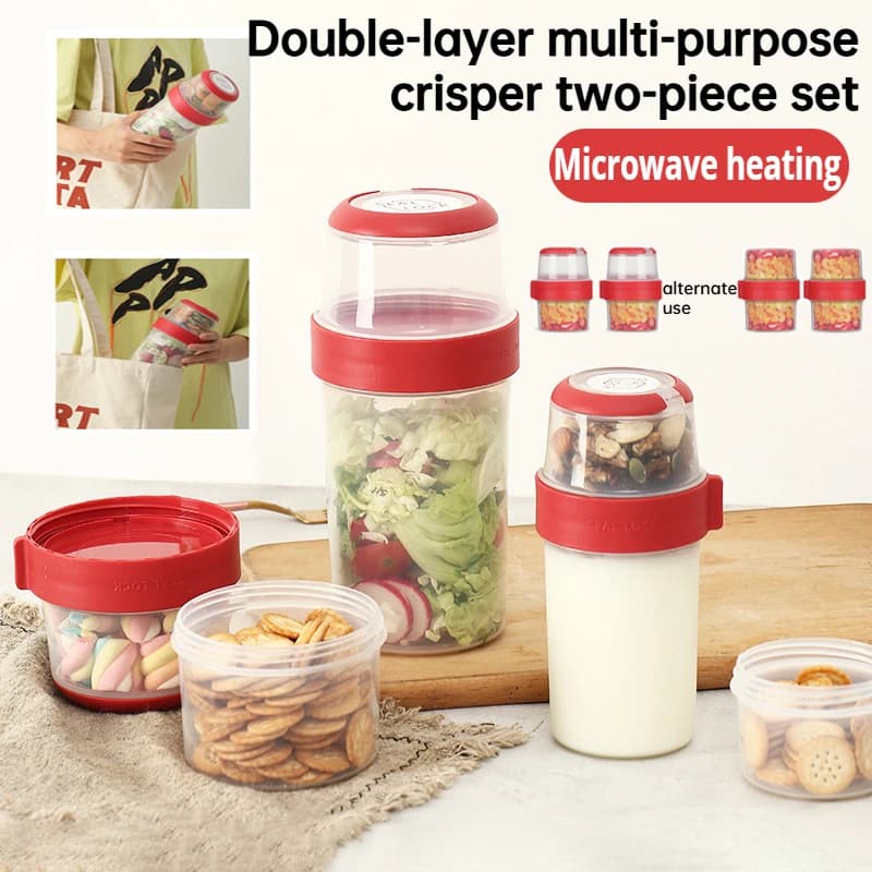 300/480/670/870/1070ML comfortable double layer sealed box for freshness conservation, salad cup, yogurt cup, food storage box, brunch container