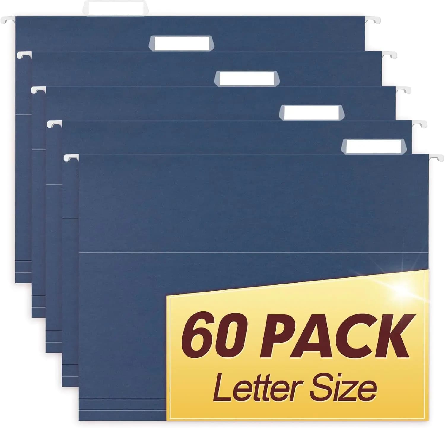 Cartelle Sospese, Confezione da 60 Cartelle Rinforzate Formato Letter, Progettate per Documenti Voluminosi, Archivio, Formato 1/5-Cut Adjus