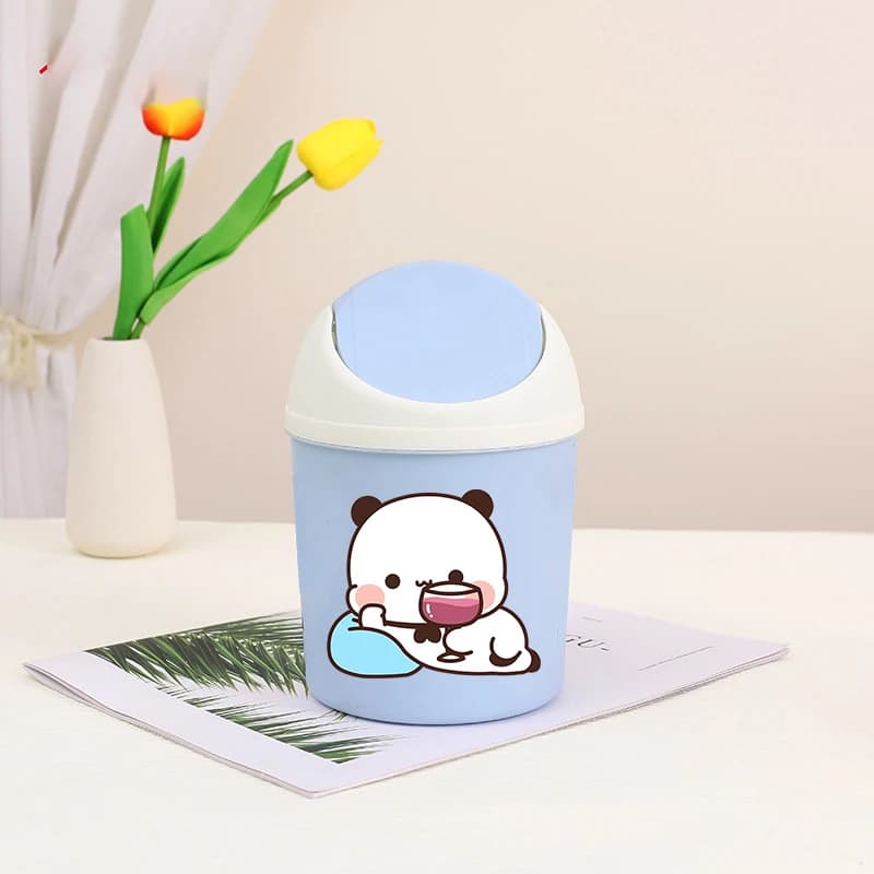 Bubu Dudu Mini Cestino da Scrivania Yier Panda Bear, Contenitore per Rifiuti per Camera da Letto, Bidone della Spazzatura, Scatola Portaoggetti per Organizzazione Spazi di Lavoro, Scrivania di Casa