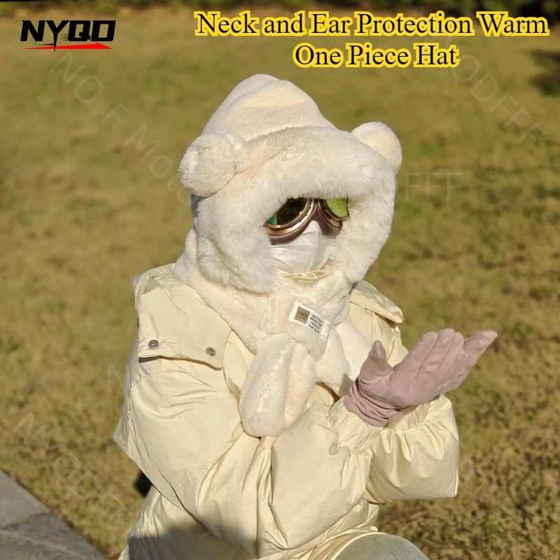 Maschera per il viso carina e calda Protezione per il collo spessa e in peluche Protezione per la fronte Orsacchiotto Protezione per le orecchie Sciarpa Cappello monopezzo