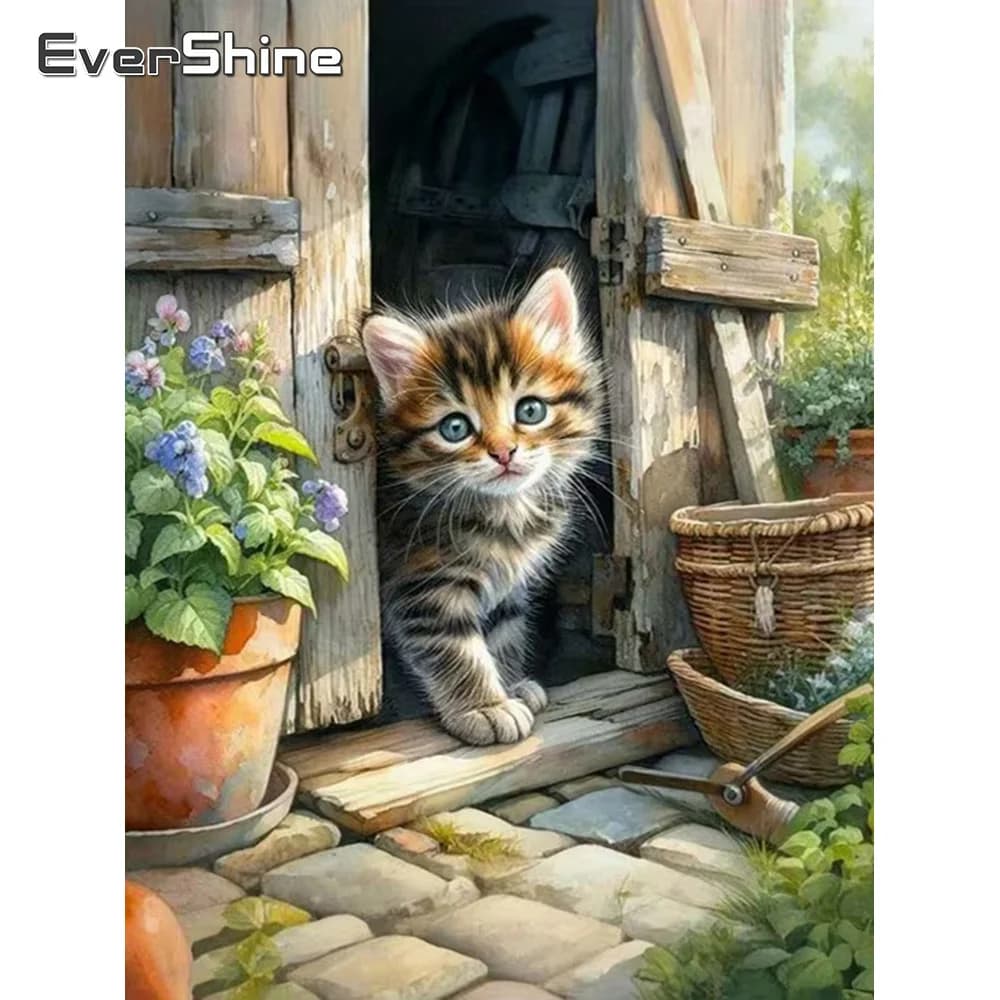 EverShine Diamond Mosaic Cat Animal 5D DIY Diamond Painting New Arrival Picture Rhinestones Cross Stitch Kits Home Decor