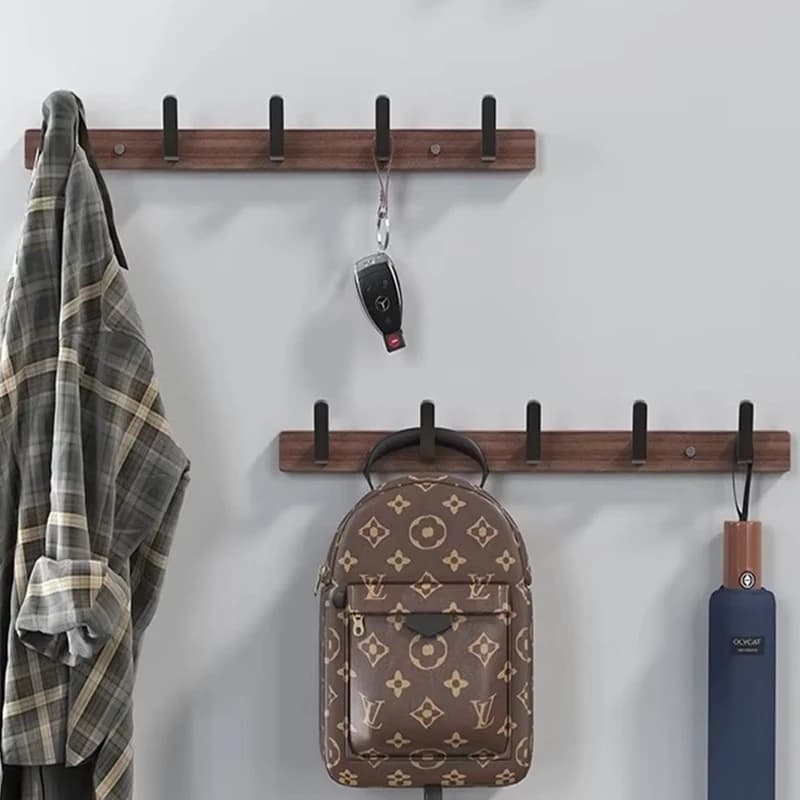 Wall Hooks Hanger Wood Hook Rows for Kitchen Bathroom Corner Hook Hook Clothes Coat Hook for Bathroom Kitchen Bedroom