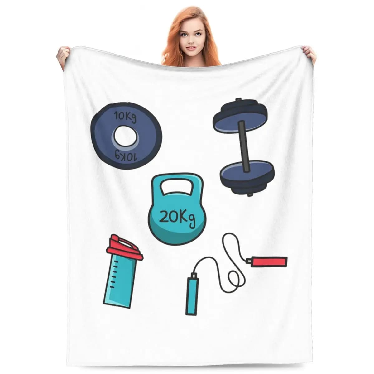Palestra Essentials Shaker, Kettlebell, Manubri, Cord cover Soft and warm flannel blanket for bed Living room Picnic