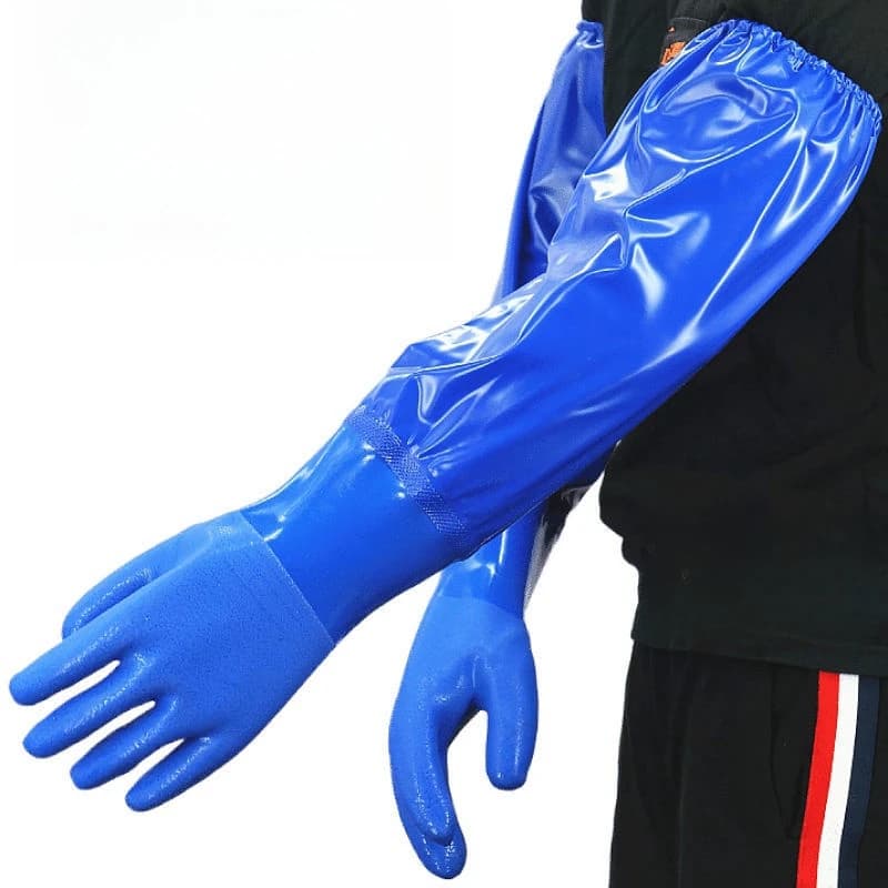 Guanti impermeabili allungati e ispessiti antiscivolo resistenti all'usura guanti di protezione del lavoro resistenti all'olio per l'industria acquatica