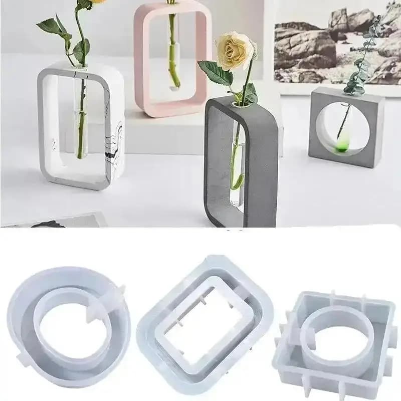 Epoxy Resin Crystal Glue Mold Oval Square Hydroponics Test Tube Flower Nursery Table Vase Silicone Mold Epoxy Resin Molds