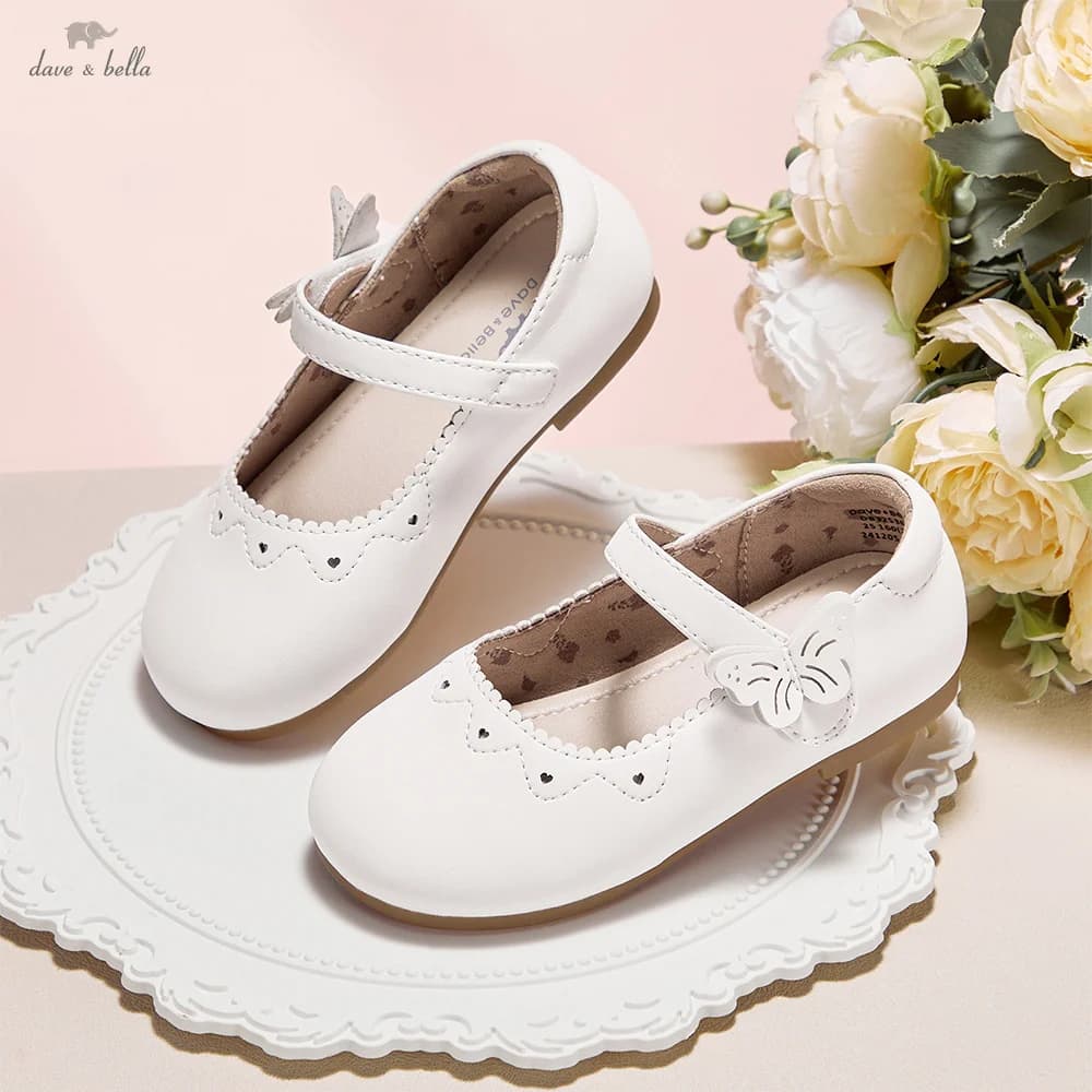 Dave Bella Scarpe in pelle per bambini Autunno Ragazza Dolce Dolce Carino Suola morbida antiscivolo Scarpe da principessa per bambini DB3253617