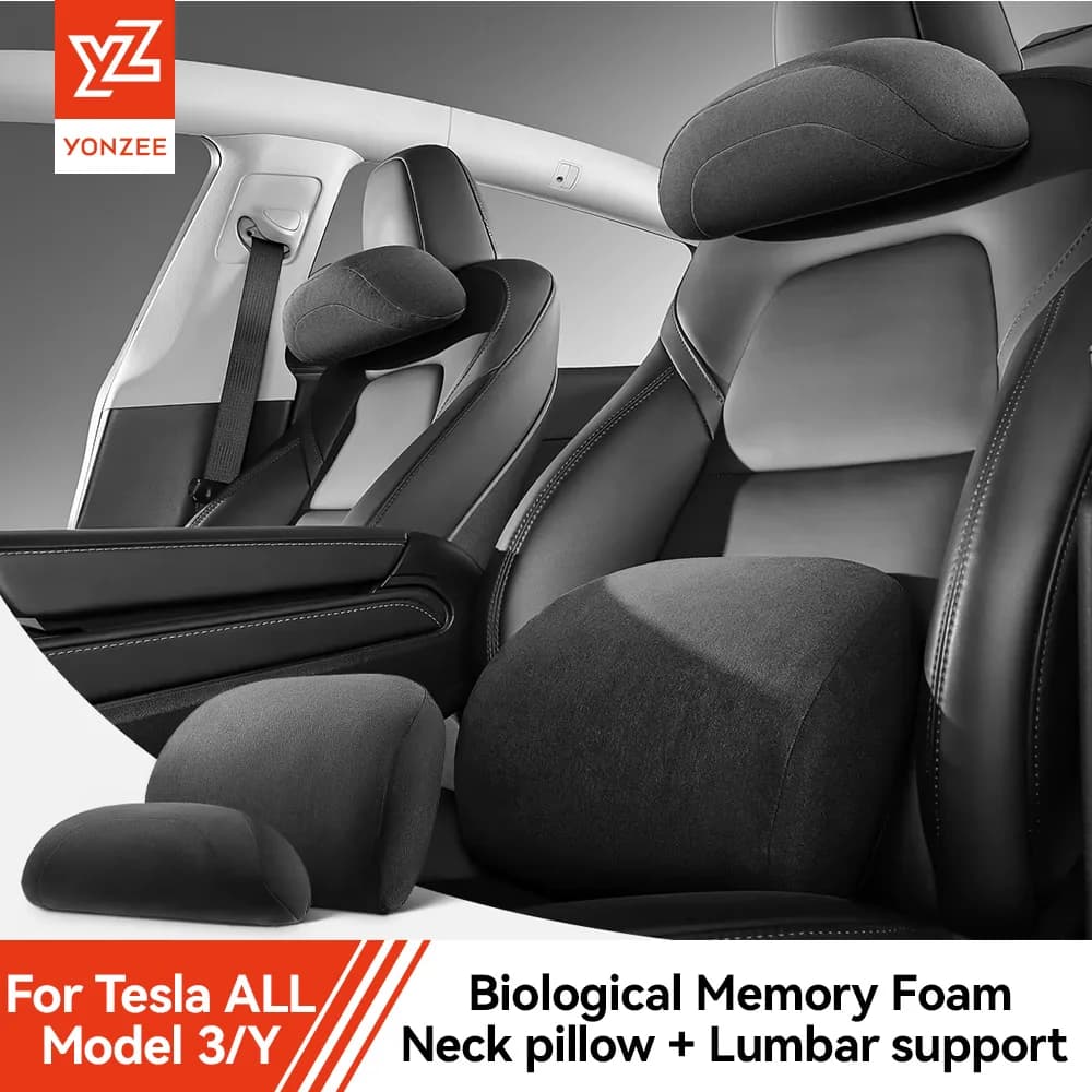 YZ Per Tesla Modello 3 Y Auto Collo Cuscino Memory Foam Protettivo Supporto Lombare Per La Schiena Seggiolino Auto Cuscino Poggiatesta Juniper Accessori