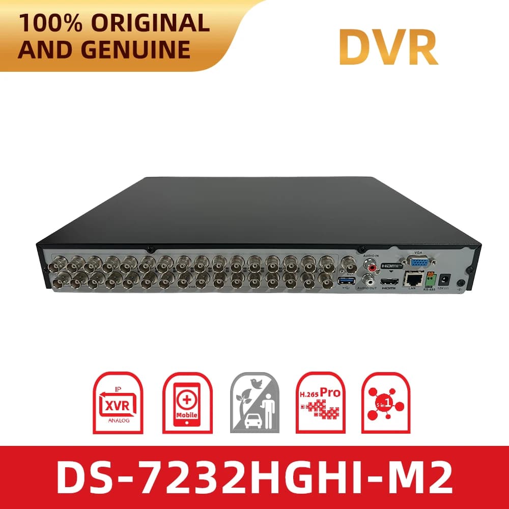 Hikvision DS-7232HGHI-M2 32-Channel 5-in-1 XVR H.265+ 2SATA Hybrid DVR for HDTVI AHD CVI CVBS IP Camera Human & Vehicle Detectio