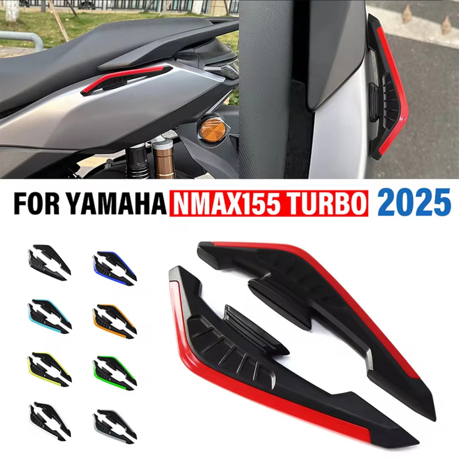 1 paio di alette per moto, alette per carenatura laterale, spoiler, ala aerodinamica, accessorio modificato, ala antivento