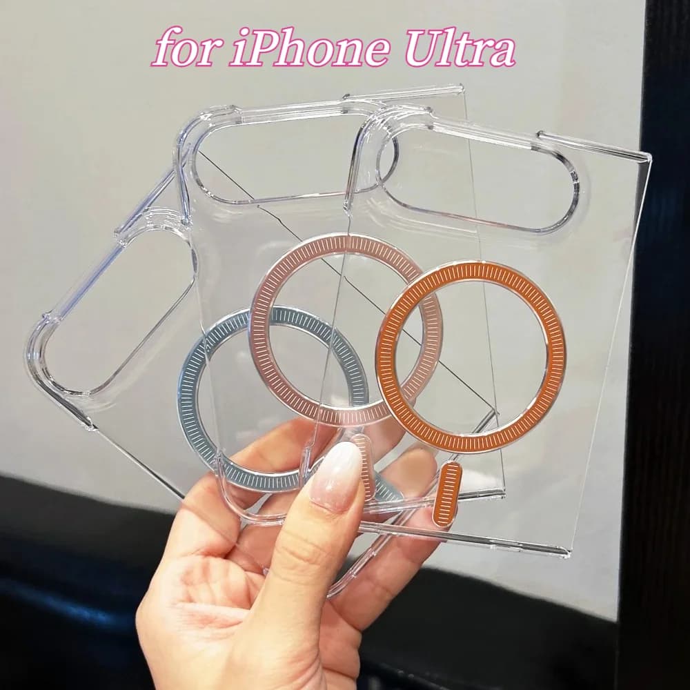 Luxury Simple Ultra Slim Transparent Hard Acrylic Phone Case for iPhone Dou18 Fold for Magsafe Shockproof Protect Back Cover