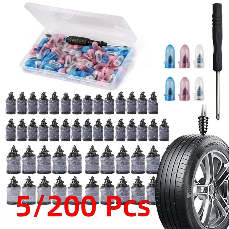 Kit Riparazione Pneumatici Auto Senza Camera d'Aria, Viti per Riparazione Rapida, Chiodi per Riparazione Pneumatici con Cacciavite