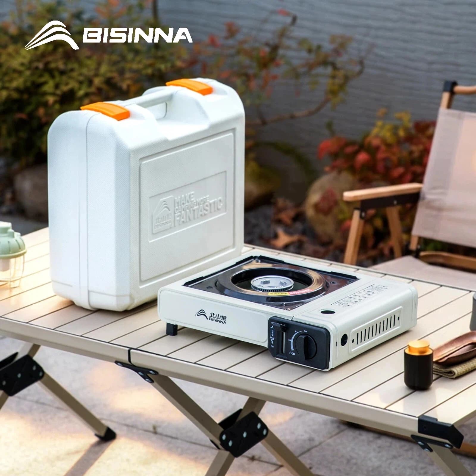 BISINNA 2900 W camping gas cooker, portable butane stove with outdoor picnic box and travel