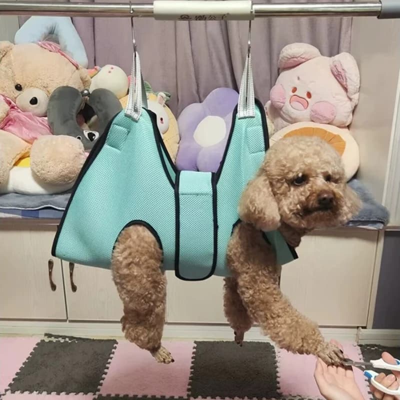 Pet Grooming Hammock for Cats Dogs Anti Scratch Nail Trimming Restraint Bag Hanging Suspension Harness Safe Fixing for Paw Care