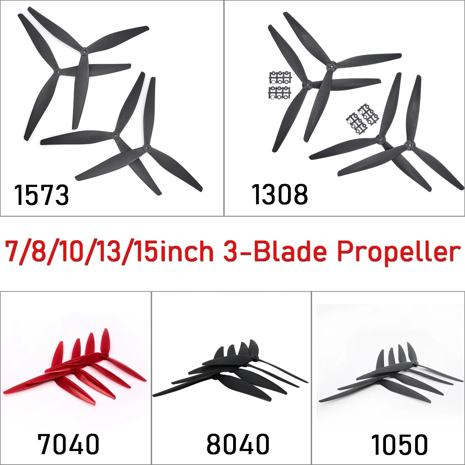 4PCS 7040 8040 1050 1308 1573 3-Blade Propeller CW CCW for Mark4 7/8/10/13/15inch X-Class FPV Racing Drone MultiRotor DIY Parts