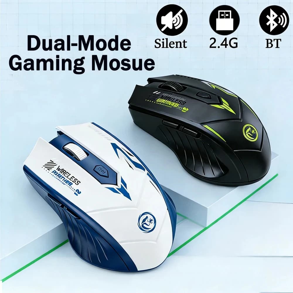 2.4G Wireless Mouse Dual-Mode Bluetooth Mouse 6Buttons Silent Gaming Mice Rechargeable E-Sports Mouse 1600DPI Office Mice For PC