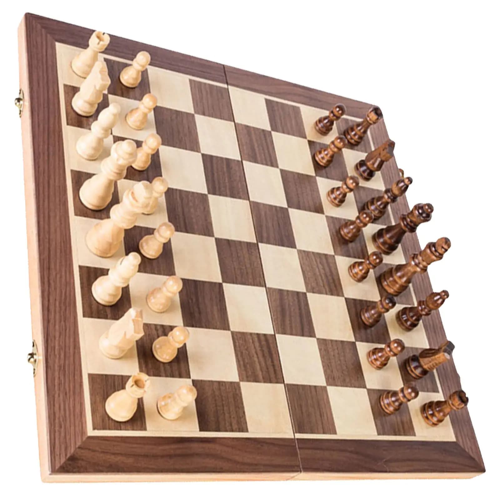 Set di Scacchi Internazionali in Legno, Pezzi Alti 8 Cm, Scacchiera Pieghevole 40 Cm, Magnetica, da Viaggio, per Adulti, Educativa