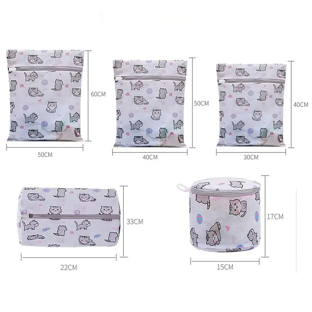 Printed Cat Mesh Laundry Bag For Protecting Underwear And Bras From Deformation - Thick Machine Washable Mesh Bag